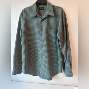 Haggar Green Checkered Men's Button Down Long Sleeve Size Large
